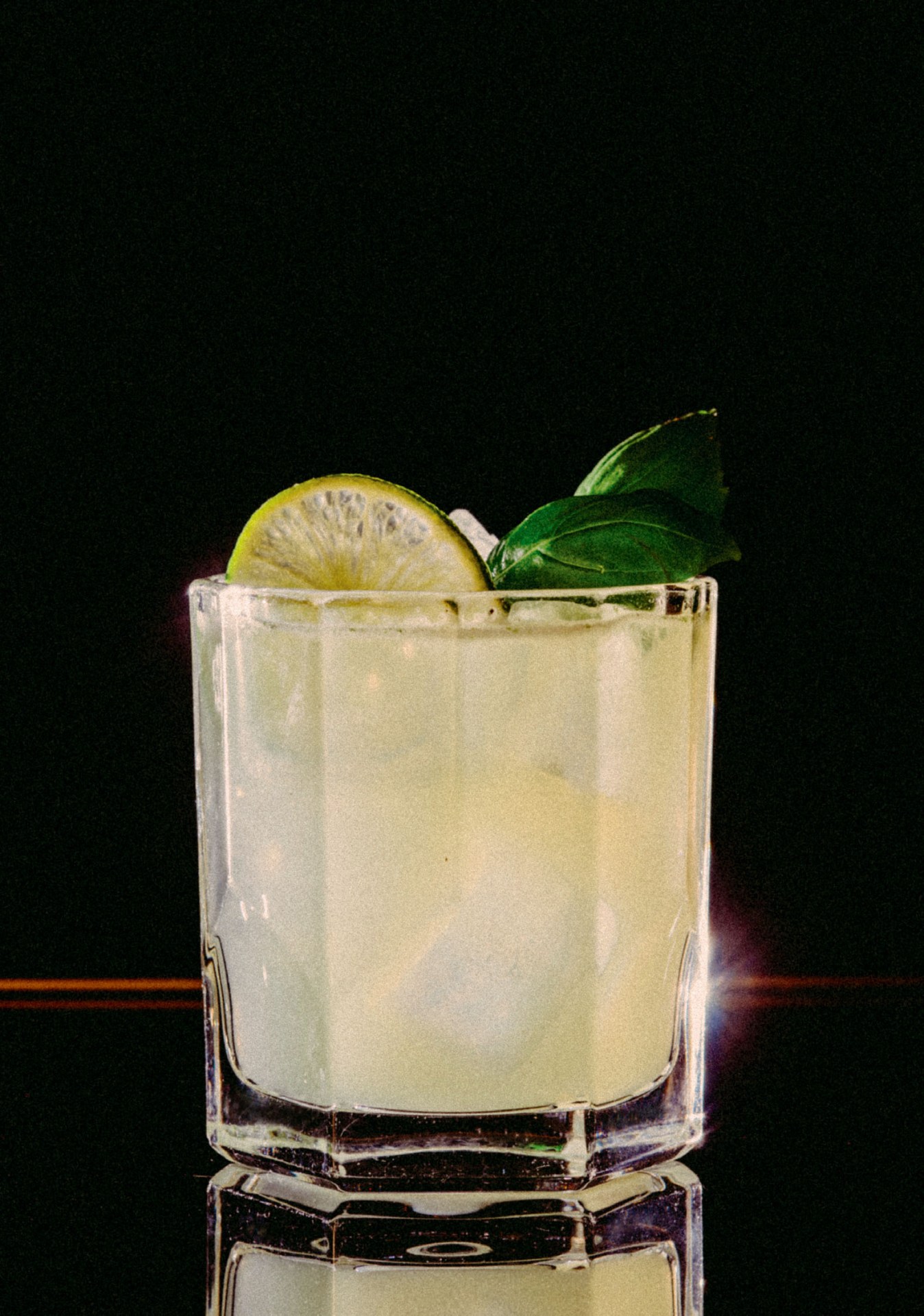 Recipe: 5cl Plymouth Gin 3cl Lime Juice 2cl Sugar Syrup Basil Leaves