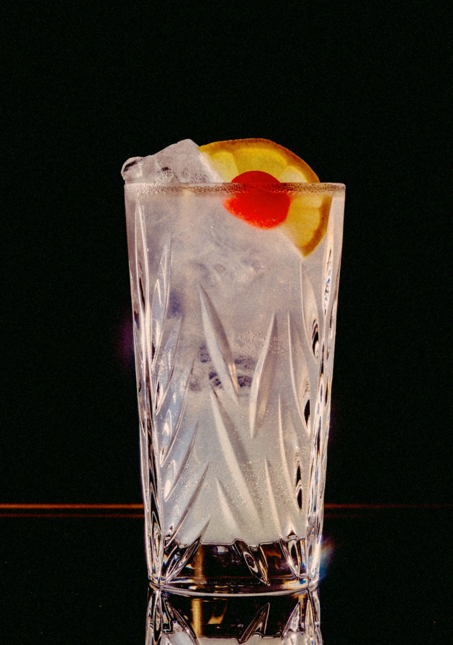 Recipe: 5cl Plymouth Gin 3cl Lemon Juice 2cl Sugar Syrup Filled with Soda