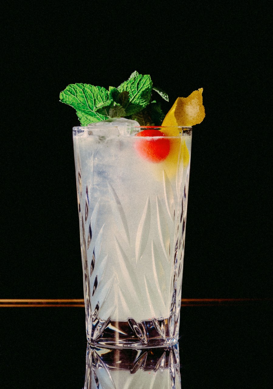 Recipe: 5cl Plymouth Gin 3cl Lime Juice 2cl Sugar Syrup Mint Leaves Filled with Soda
